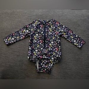 Old Navy floral rash guard swim suit 3-6 months